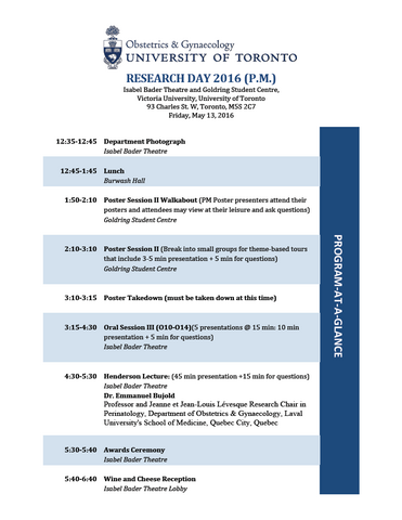 Research Day Schedule