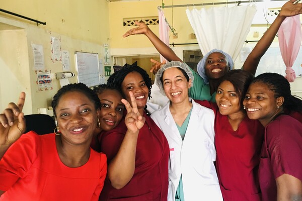 Dr. Devarajan with a team of nurses