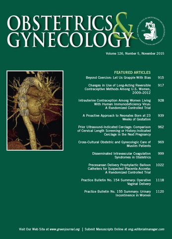 Research Featured on Front Cover of Obstetrics and Gynaecology ...