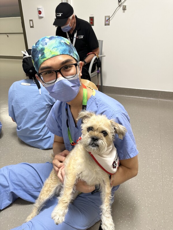 Dr. Lim with poses with a dog