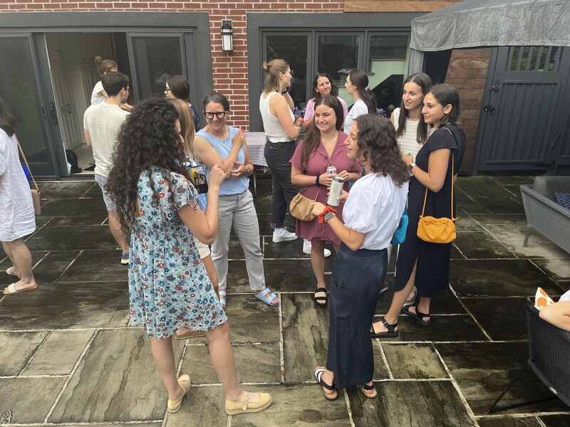 Trainees mingle at the Resident BBQ
