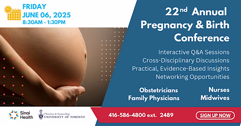 Woman holding pregnant belly, poster for event
