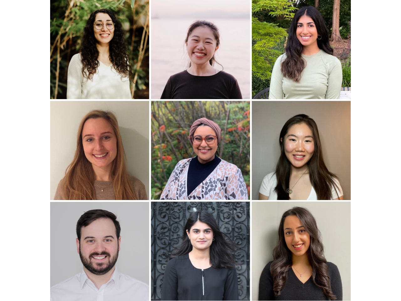 A collage of nine headshots of the Department's summer students