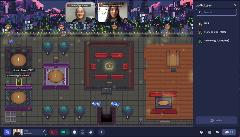 A screenshot of resident organizers touring their virtual meeting space