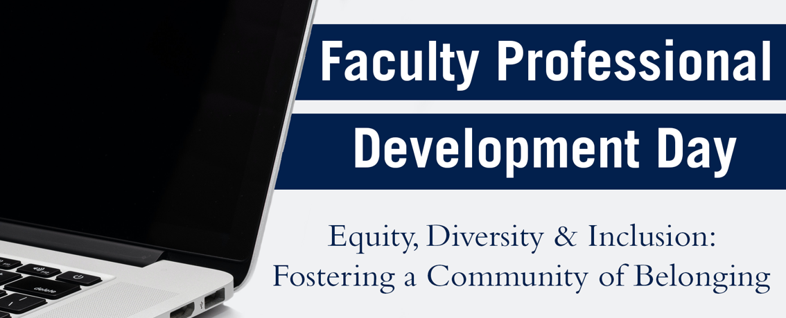 Banner for Faculty Professional Development Day with laptop
